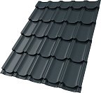 Металлочерепица GL, Kvinta plus, 0,5 Drap RAL 7016, антрацитово-серый