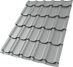 Металлочерепица GL, Kvinta plus, 0,5 Satin RAL 9006, бело-алюминиевый