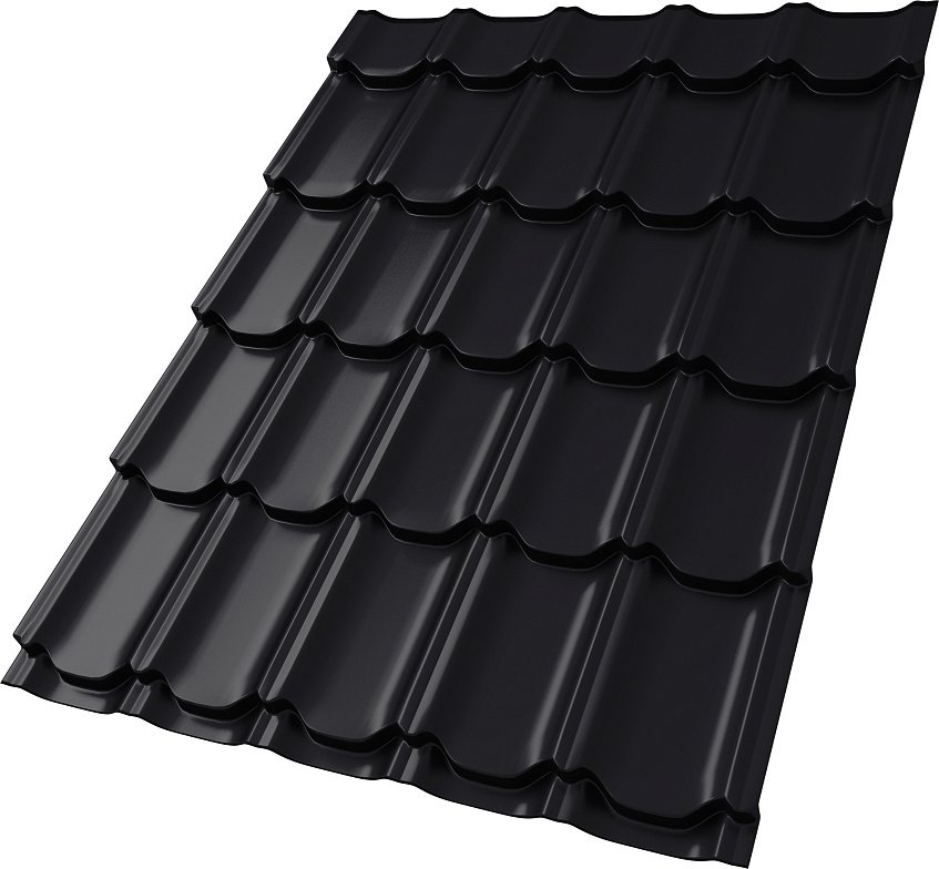 Металлочерепица GL, Kvinta plus, 0,5 Satin RAL 9005, черный