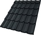 Металлочерепица GL, Classic, v01 0,5 Drap RAL 7016, антрацитово-серый