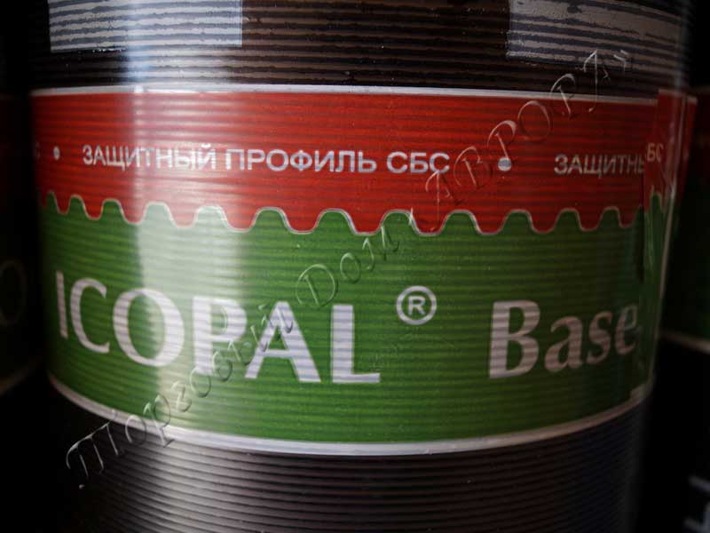 Икопал Н надпись Icopal Base, хранение на складе в палетах